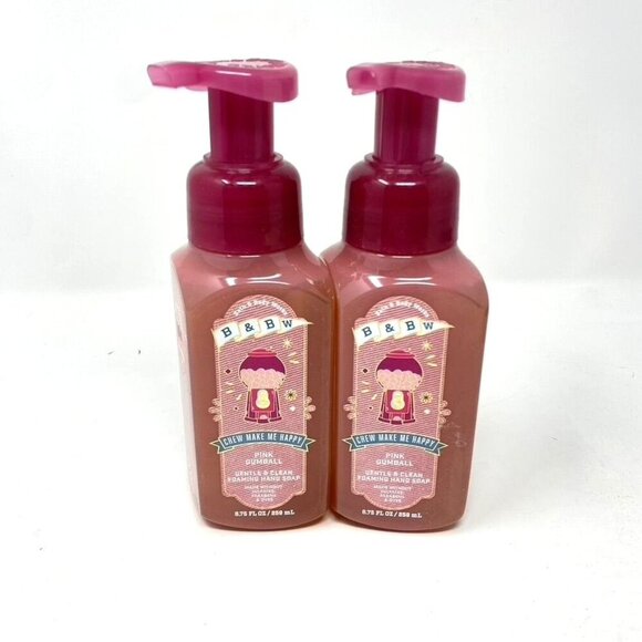 Bath & Body Works Chew Make Me Happy Pink Gumball Foaming Hand Soaps Set of 2 - Picture 1 of 5